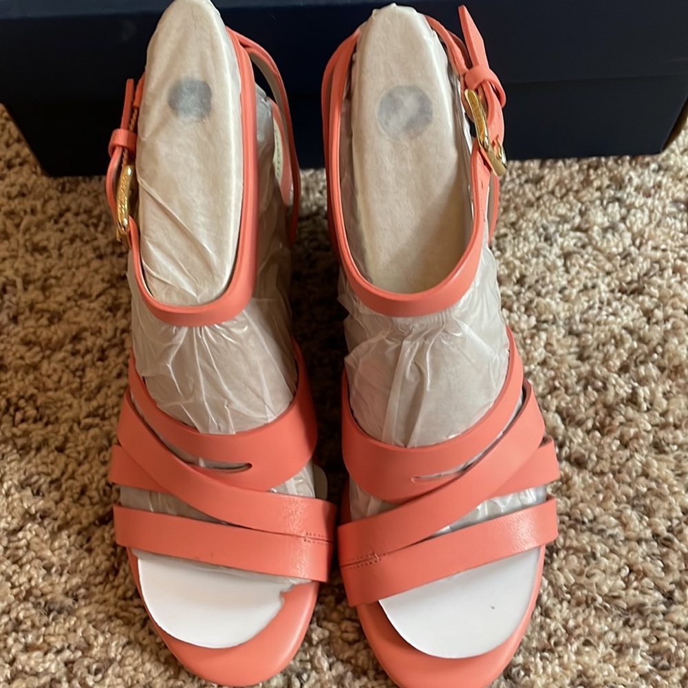 Cole Haan Marieta Wedge Sandal 5.5 NIB Coral